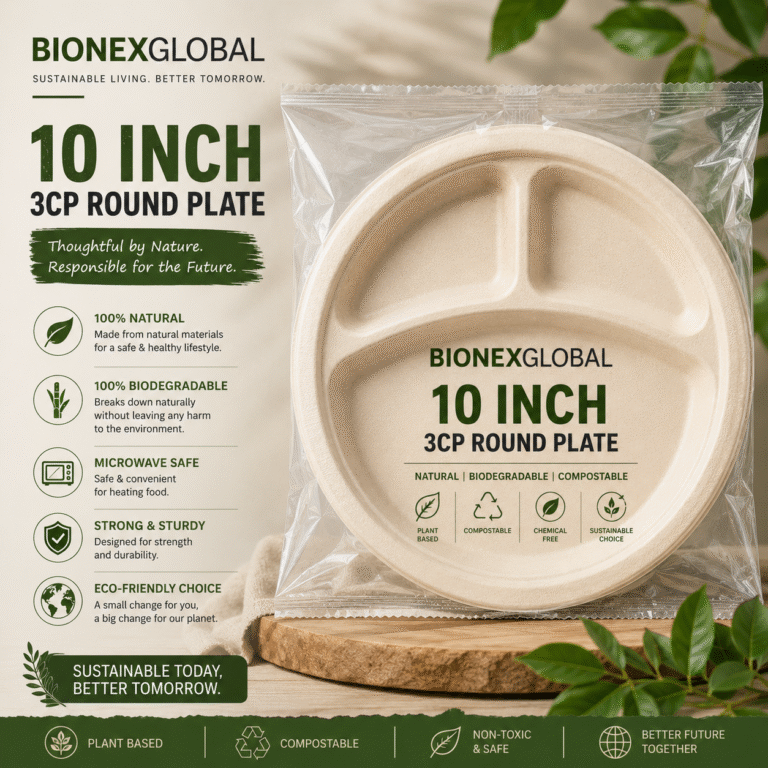 10″ 3 Compartment Round Plate