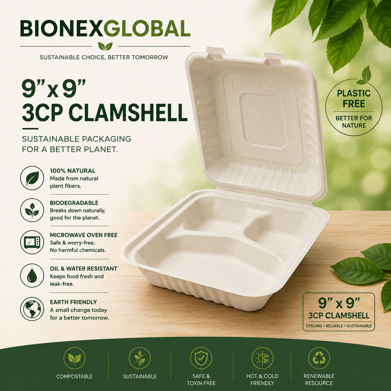9*9 3cp clamshell